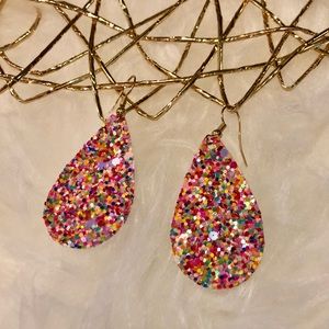 Multicolored Glitter Earrings with Gold Hardware
